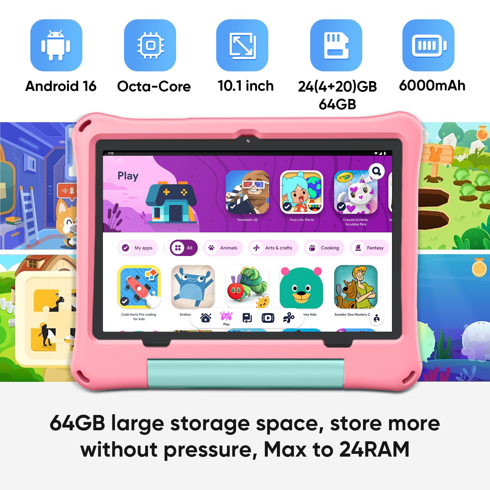 Amazon.com : aiprotablet 10 inch Kids Tablet, Android 16 Tablet